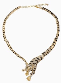 NEW! EYECANDY LA JUMPING LEOPARD COLLAR NECKLACE