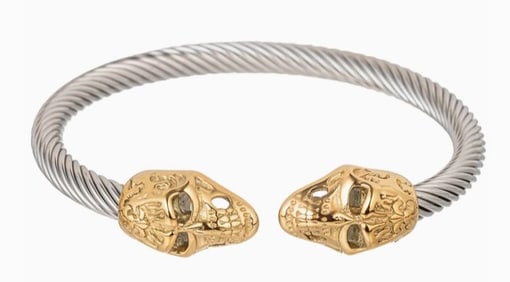 NEW! EYECANDY LA DOUBLE HEAD SKULL BRACELET