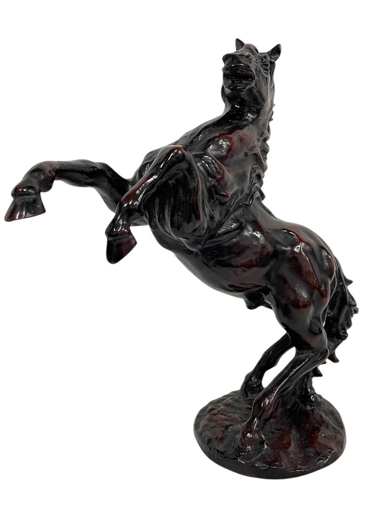 BRONZED IRON REARING STALLION HORSE SCULPTURE (1 of 7)