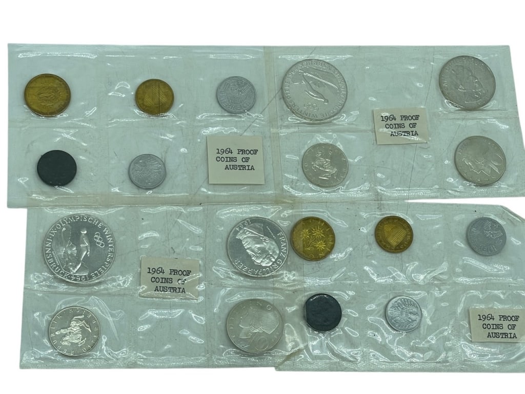 2 ERROR SETS 1964 PROOF COINS AUSTRIA IN PACKAGE (1 of 14)