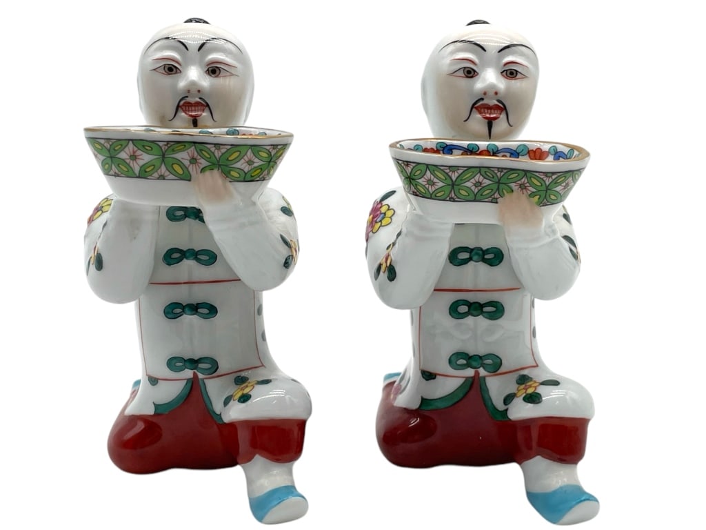 PAIR OF HEREND PORCELAIN CHINOISERIE FIGURES 4.5" (1 of 6)