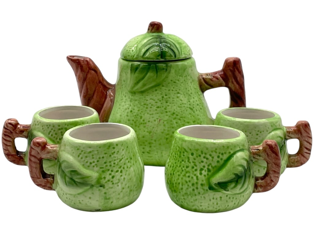 GREEN APPLE CERAMIC TEA SET 5 PIECES (1 of 9)