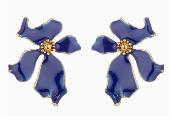 NEW! EYE CANDY OLIVIA BLUE FLOWER EARRINGS (1 of 2)