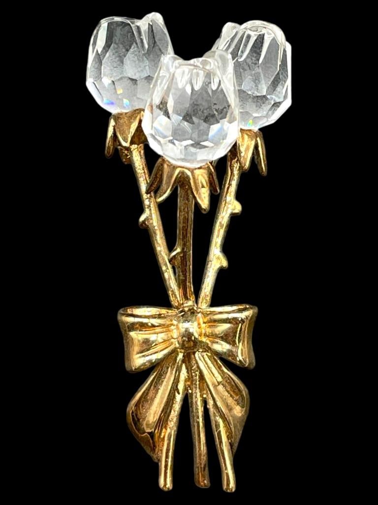 SWAROVSKI CRYSTAL THREE CLEAR ROSES 2" (1 of 4)