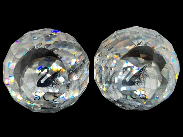 SET OF 2 SWAROVSKI CRYSTAL BLACK SWAN PAPERWEIGHTS (1 of 5)