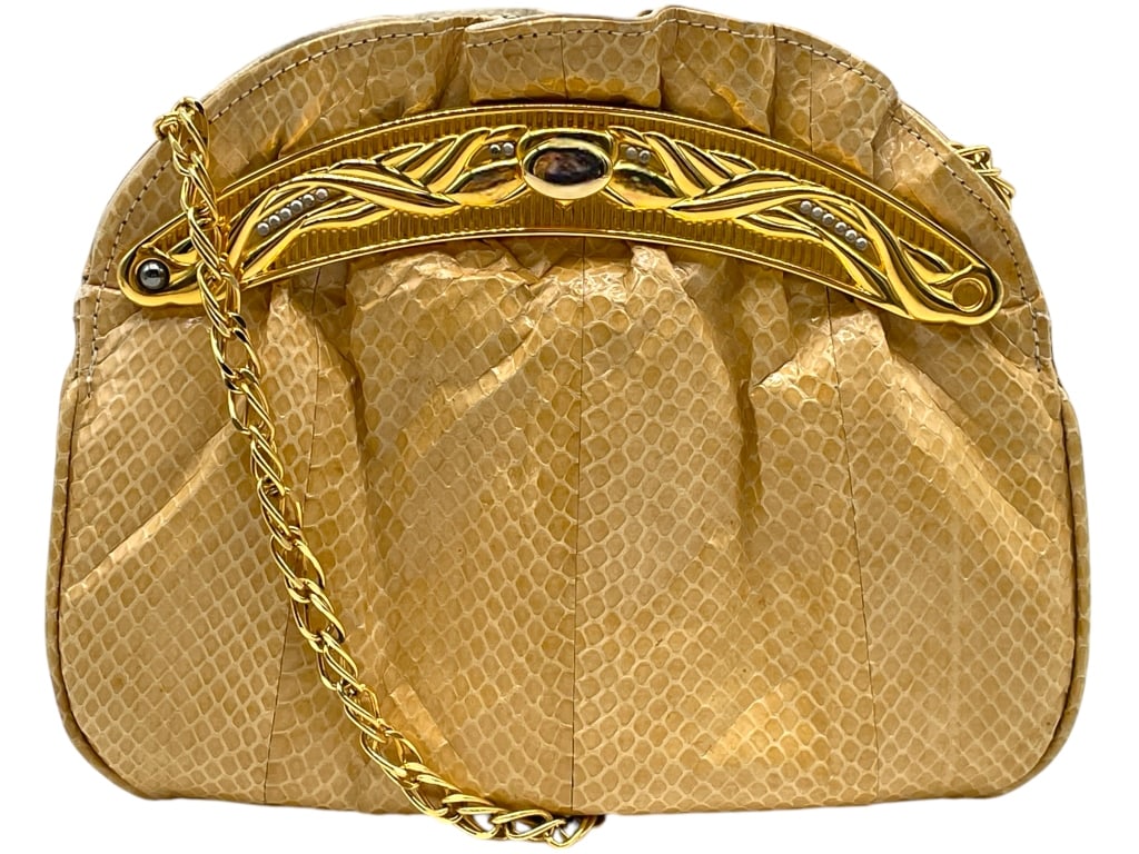 VINTAGE GOLD AND SNAKESKIN EVENING BAG (1 of 8)