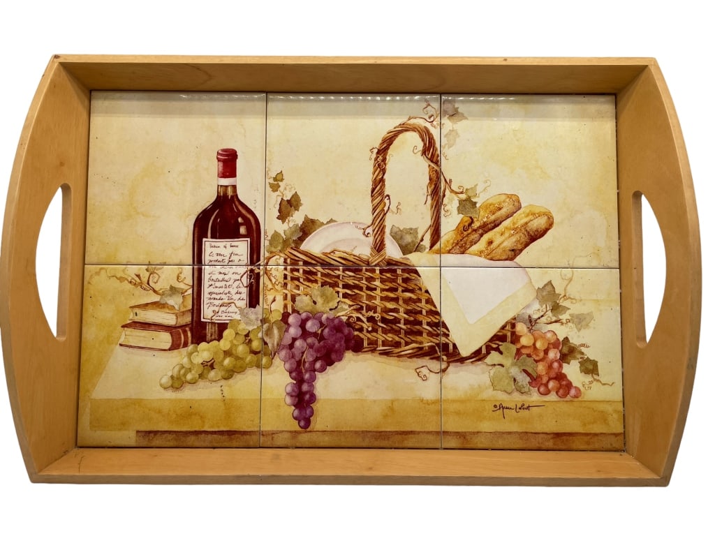 TILED WOOD SERVING TRAY 20" X 13.5" (1 of 5)