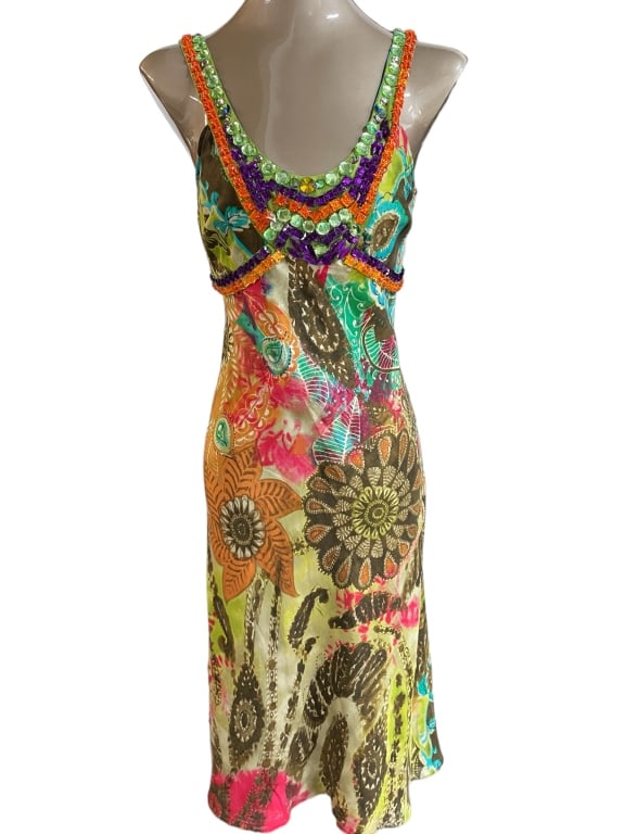 ETRO MILAN SILK DRESS BEADED SIZE EU 40 US MEDIUM (1 of 9)