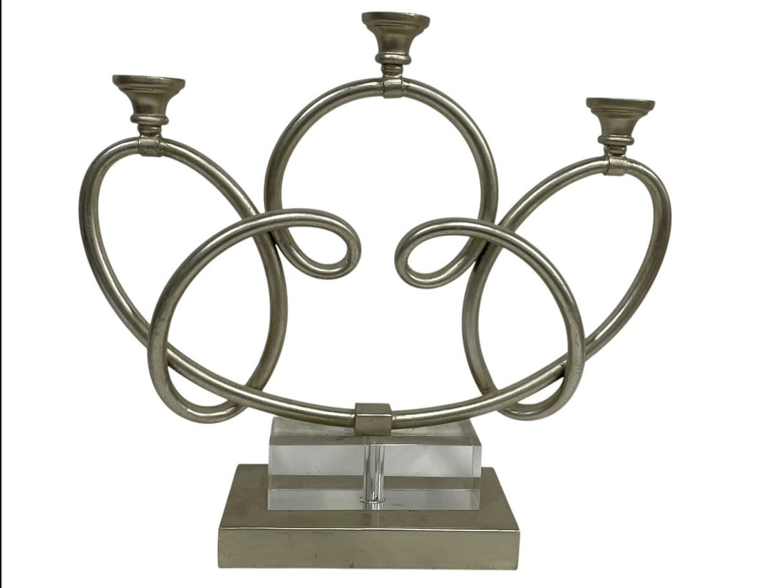 UTTERMOST MILI KNOTTED METAL CANDELABRA: UTTERMOST MILI KNOTTED METAL CANDELABRA -GOOD PRE OWNED CONDITION MISSING HURRICANES -DP1825