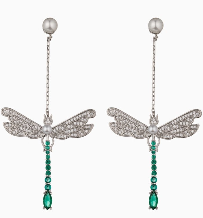 NEW! EYECANDY GREEN DRAGONFLY EARRINGS (1 of 2)