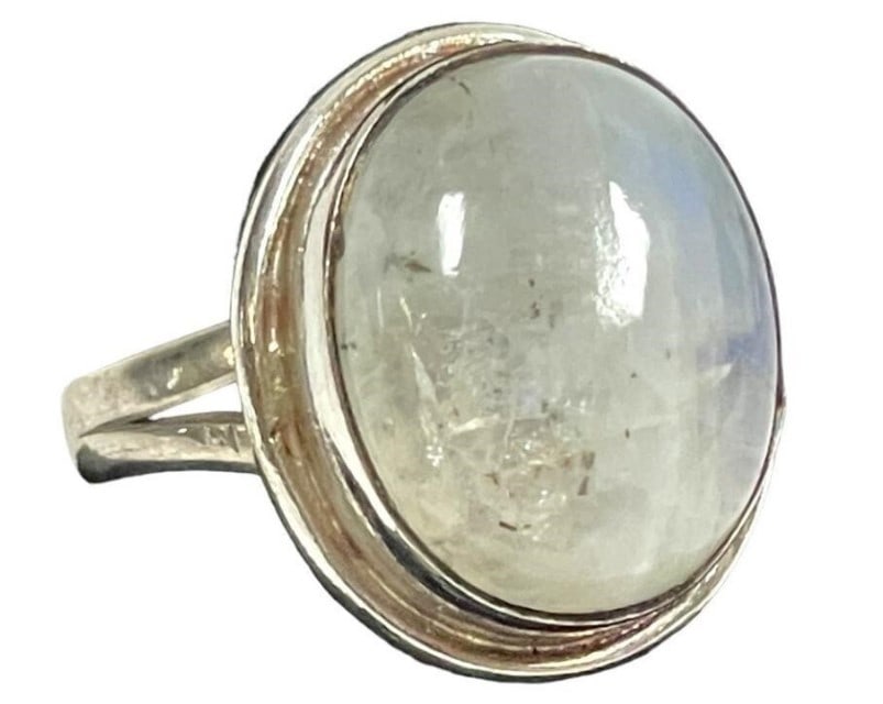 RAINBOW MOONSTONE STERLING WOMEN'S RING SZ 8.5 (1 of 4)