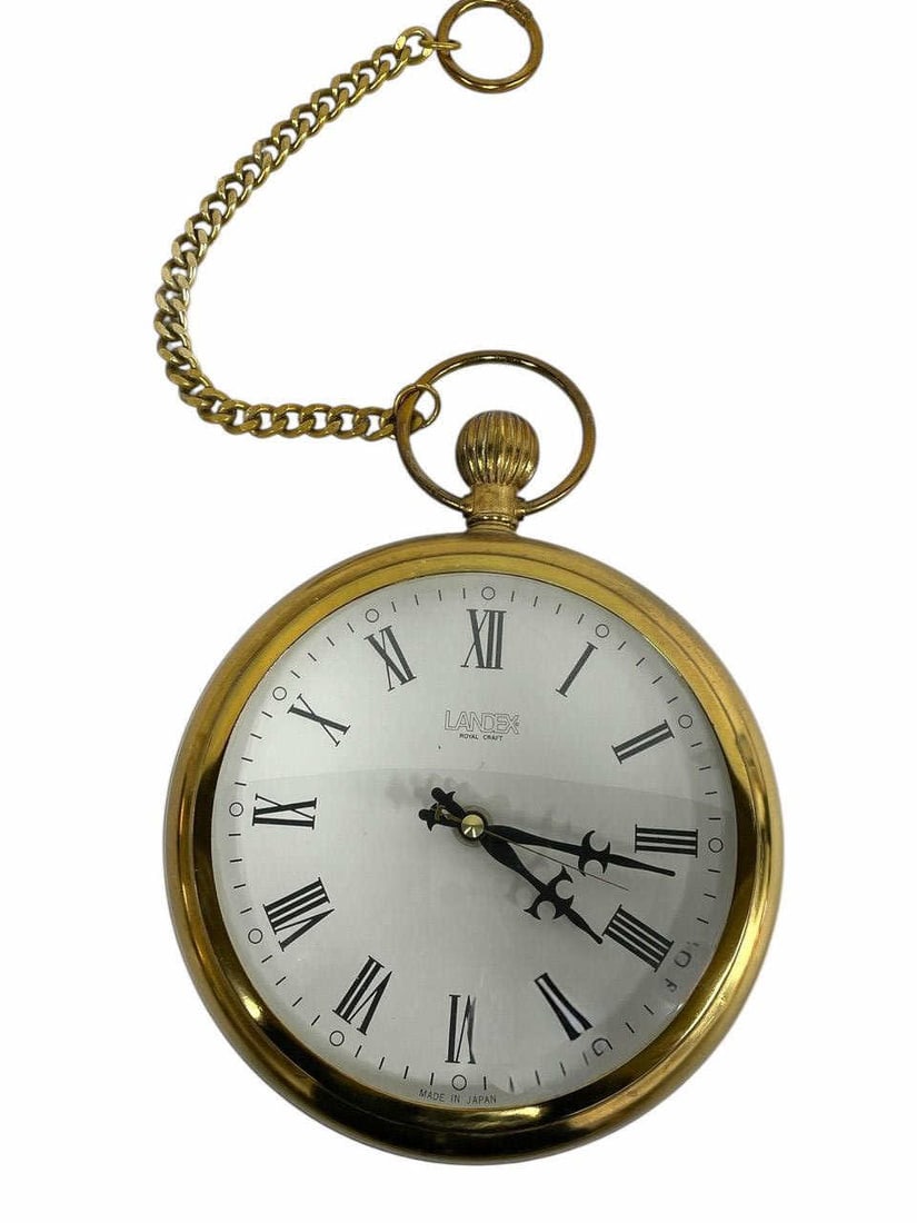 VINTAGE 'POCKET WATCH' WALL CLOCK 9" D (1 of 9)