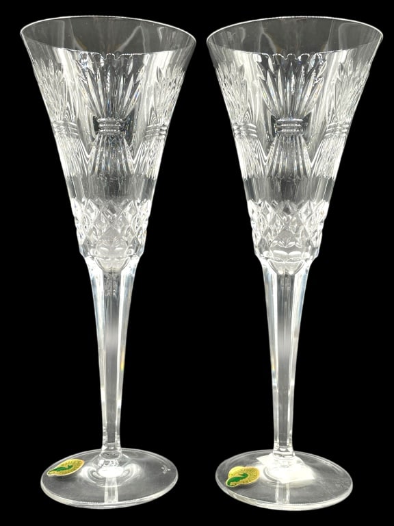 NEW! WATERFORD CRYSTAL PROSPERITY TOASTING FLUTES: WATERFORD CRYSTAL PROSPERITY TOASTING FLUTE PAIR -NEW! -PAIR OF FLUTES -MADE IN GERMANY -APPROX 9" TALL -JA 122724 ***Please note that due to limited storage space, all items must be picked up within 