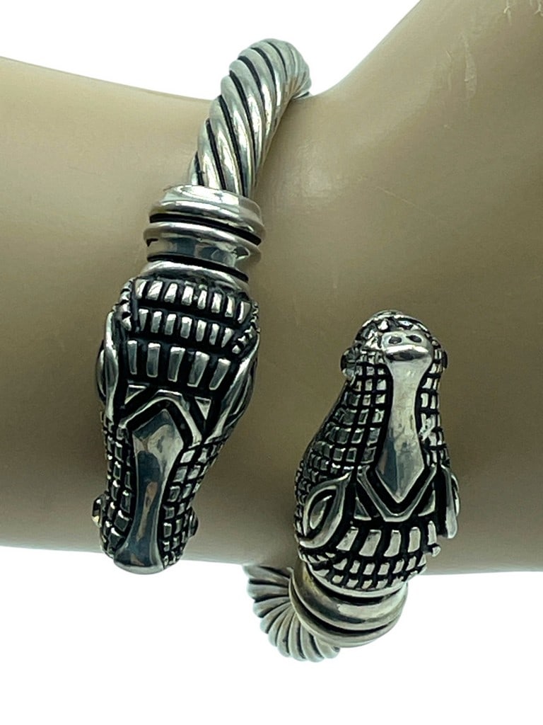 VINTAGE SILVER SNAKE COIL WRAP BRACELET (1 of 7)