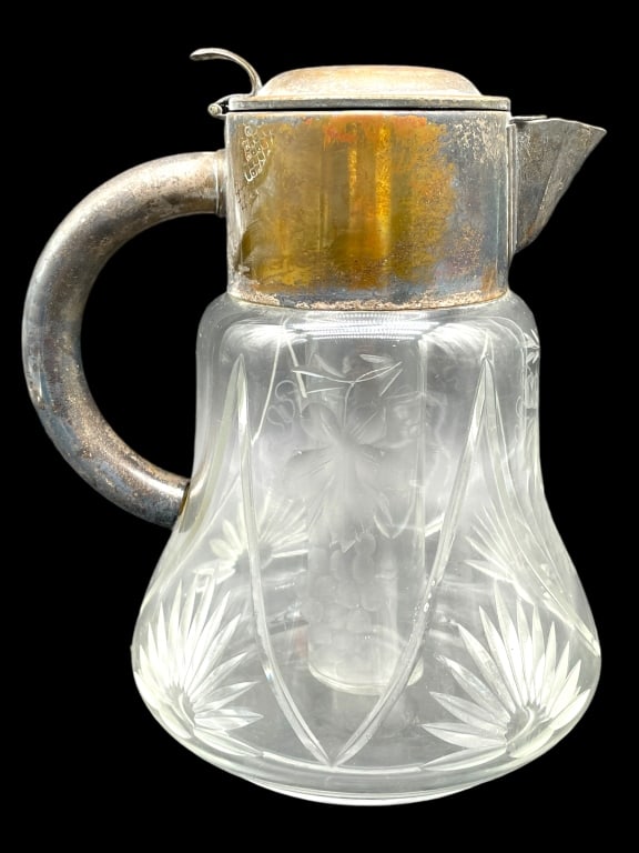 VICTORIAN SILVER PLATED CUT CRYSTAL WATER PITCHER (1 of 5)