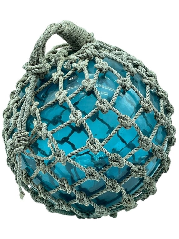 NAUTICAL BLOWN GLASS AQUA FISHING FLOAT BUOY (1 of 4)