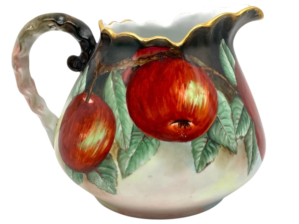 LIMOGES STYLE APPLE DESIGN CIDER PITCHER 7" (1 of 5)