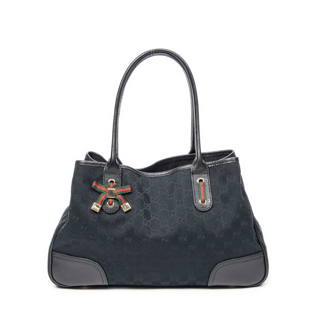 GUCCI MEDIUM WEB PRINCY TOTE SHOULDER BAG BLACK (1 of 12)