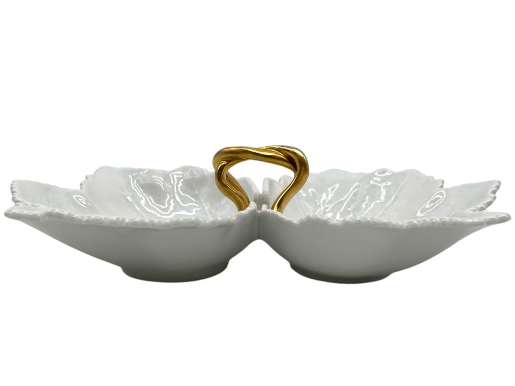 R.P.M. GOLD HANDLE DOUBLE LEAF CANDY DISH 10" (1 of 5)
