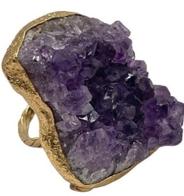 AMETHYST CLUSTER & GOLD RING SIZE 6.5