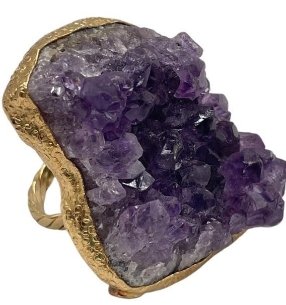 AMETHYST CLUSTER & GOLD RING SIZE 6.5 (1 of 8)