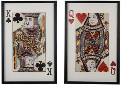 KING OF CLUBS AND QUEEN OF HEARTS ART PRINTS 35"