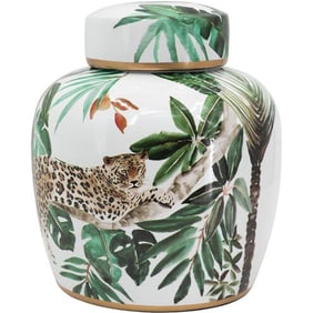 NEW! ANITA LIDDED JAR WITH LEOPARD 9"
