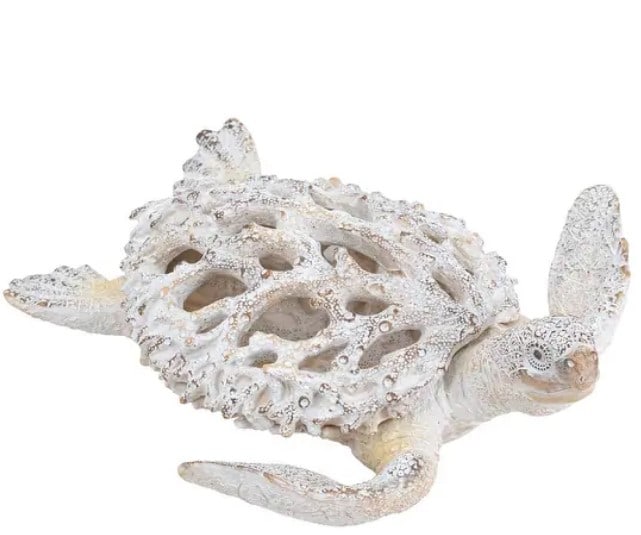 RUSTIC CORAL SEA TURTLE 13": RUSTIC CORAL LOOK SEA TURTLE | FLORIDA COASTAL MODERN -13.2 in. W X 12.2 in. L X 12.2 in. D X 3.9 in. H -ADD A TOUCH OF SEA-INSPIRED CHARM TO YOUR LIVING SPACE WITH THIS SEA TURTLE DECORATIVE ACCENT P