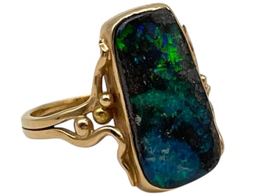 14K GOLD BOULDER OPAL RING 5.12G SZ 9