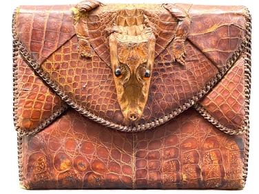 VINTAGE GENUINE ALLIGATOR LEATHER HANDBAG