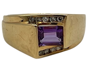 14K GOLD AND AMETHYST RING 7.66G SZ 10