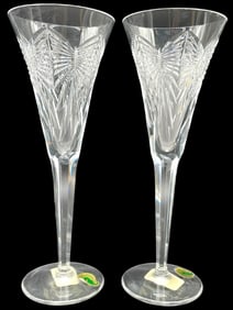 WATERFORD CRYSTAL MILLENIUM FLUTE PAIR HAPPINESS