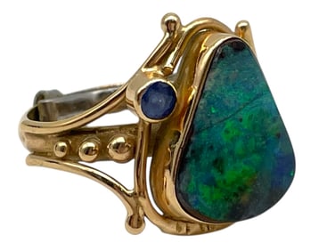 14K GOLD BOULDER OPAL RING SIZE 4.75 6.08G