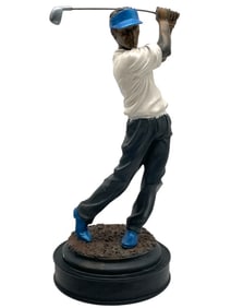 MALE GOLFER FIGURINE ON PEDESTAL 15"