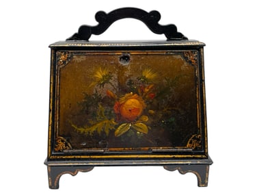 VINTAGE FOOTED TRIANGULAR BOX W/ HANDLE 11"