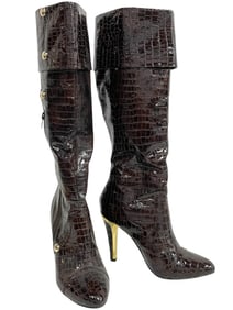 NEWPORT NEWS KNEEHIGH BROWN ALLIGATOR BOOTS SZ 7