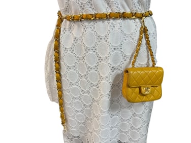 Vtg Chanel Leather & Gold Belt with Mini Bag