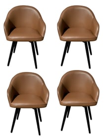 4 CAPPUCCINO ARM DINING CHAIRS W BEECH LEGS