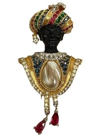 BOUCHER BLACKAMOOR W PEARL INSET TURBAN BROOCH