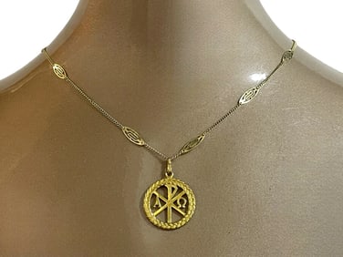 14K GOLD CHAIN WITH 'PAX VOBISCUM ROMA' PENDANT