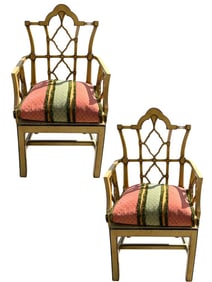 PAIR OF CHINESE CHIPPENDALE STYLE ARMCHAIRS 45.5"
