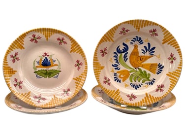 SET OF 4 HAND PAINTED CERAMIC PLATES 12"