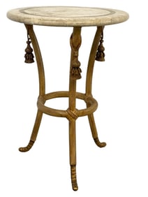 HOLLYWOOD REGENCY TASSEL SIDE TABLE 25"