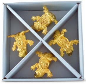 NEW! ARTHUR COURT GOLD ALLIGATOR NAPKIN RINGS