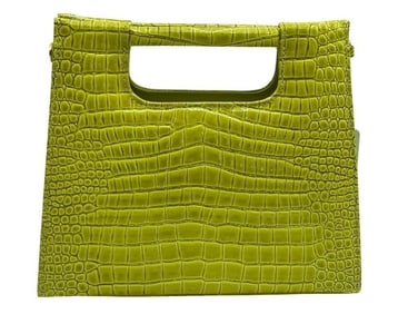 NEW LALO ITALIAN YELLOW PRINTED ALLIGATOR HANDBAG