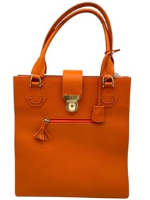 LALO ORANGE LEATHER TOTE BAG