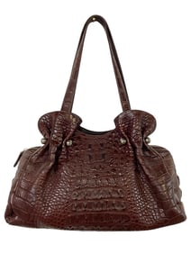 BROWN CROCODILE LEATHER STYLE HANDBAG