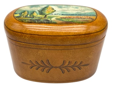 MAITLAND SMITH OVAL WOOD BOX W/ LID 8.5"