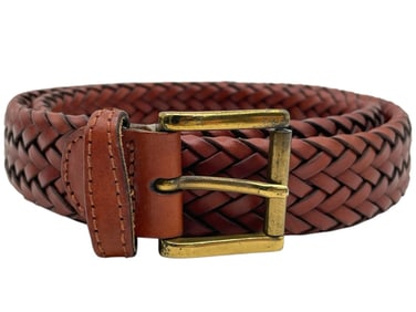 BROWN LEATHER BRAIDED BELT