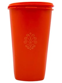 VINTAGE ORANGE TUPPERWARE CANISTER 11"
